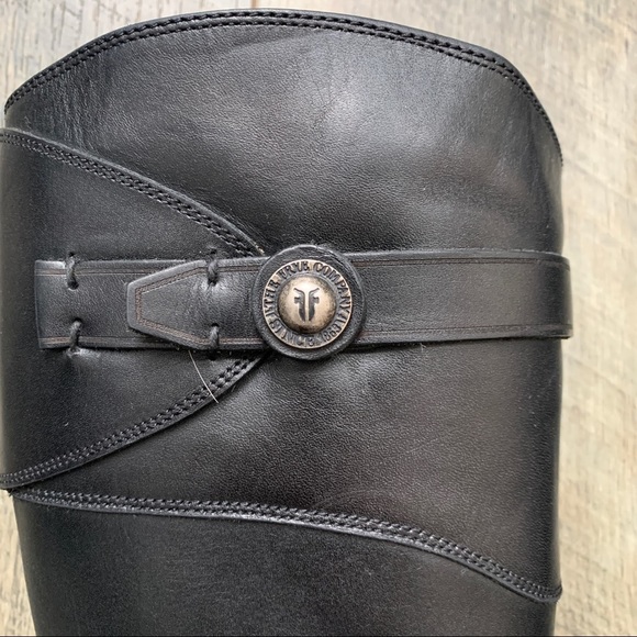Frye Molly Button Black Leather Tall Riding Boot 7 1/2B - Picture 3 of 12